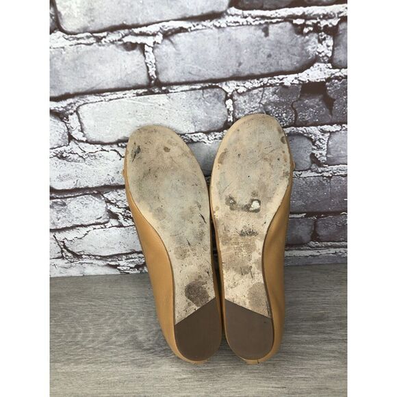 Saks Fifth Ave 10022-Shoe Tan Brown Leather Bow Ballet Flats Women 6.5M US/37EU - Picture 13 of 16